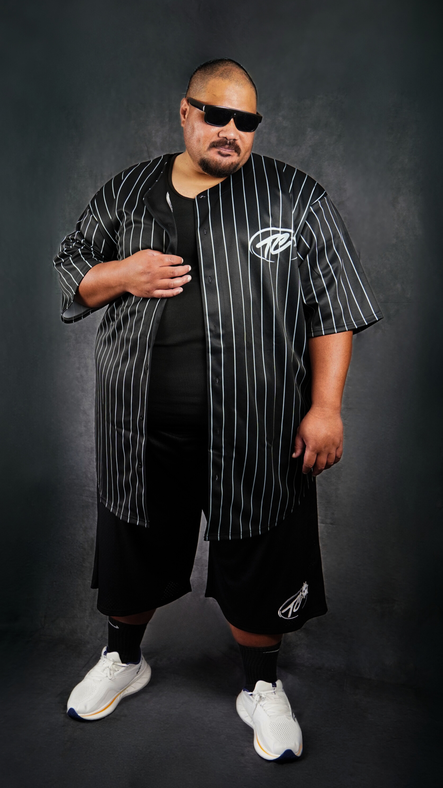 Pinstripe Baseball Jersey | Black/White