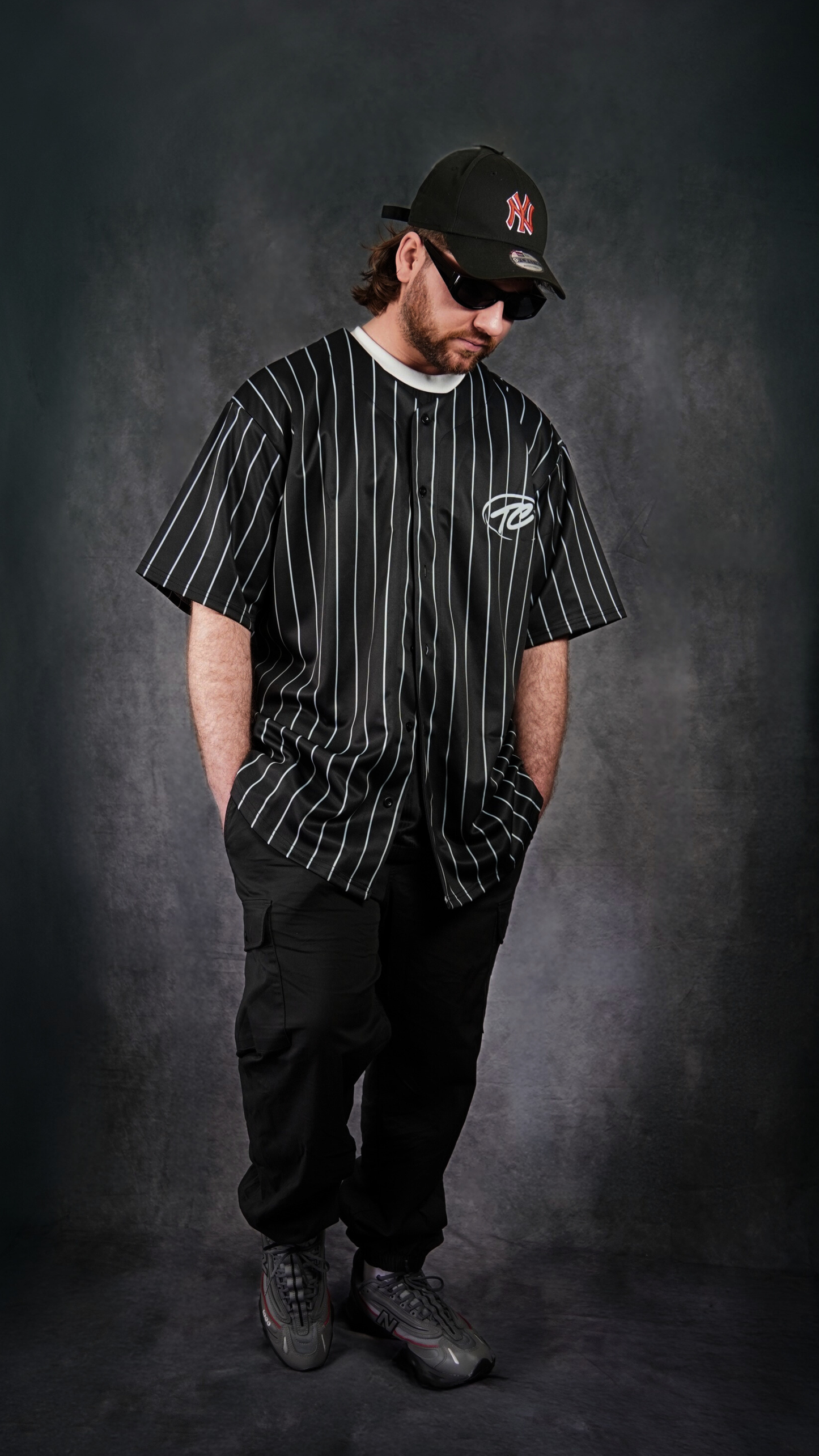 Pinstripe Baseball Jersey | Black/White
