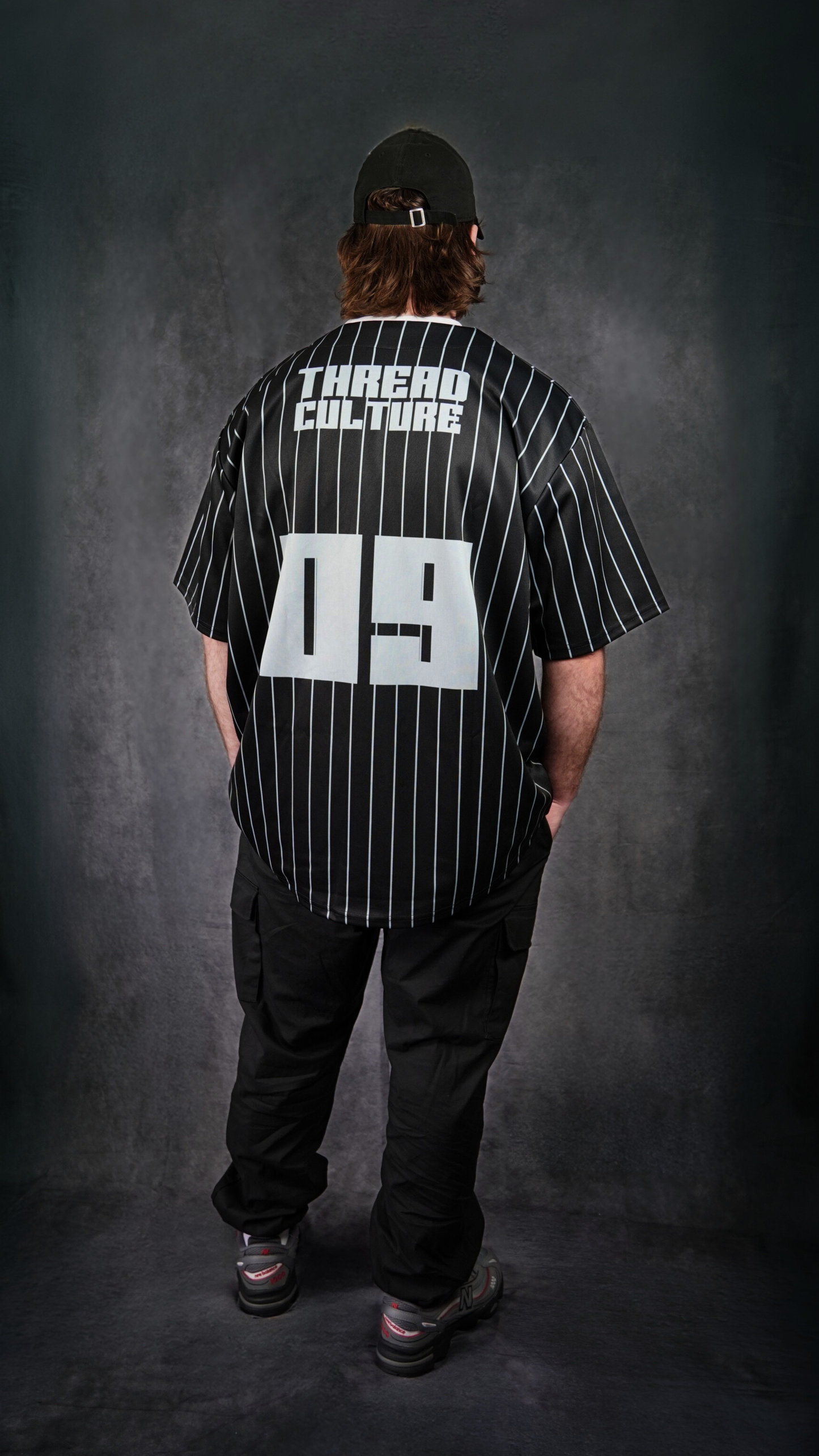 Pinstripe Baseball Jersey | Black/White